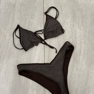 WeWoreWhat Brown Patterned Triangle Bikini
